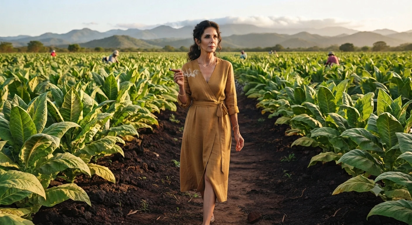 En las plantaciones de tabaco al atardecer